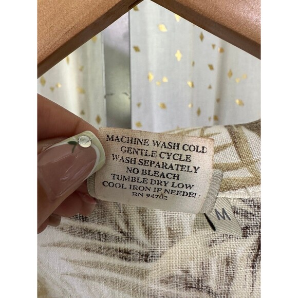 Vintage Lantana Casuals Women's 100% Linen Hawaiian Tropical Button Down Shirt M - Picture 6 of 7